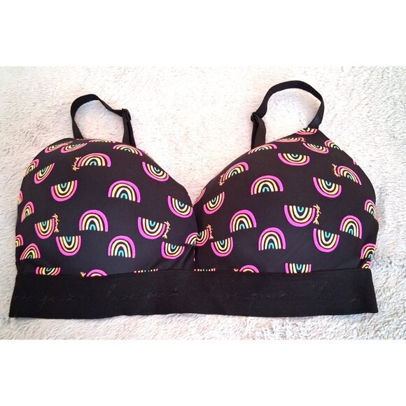 Victoria's Secret PINK Bra 36D Wear Everywhere Wireless Push Up Rainbow - Picture 2 of 5